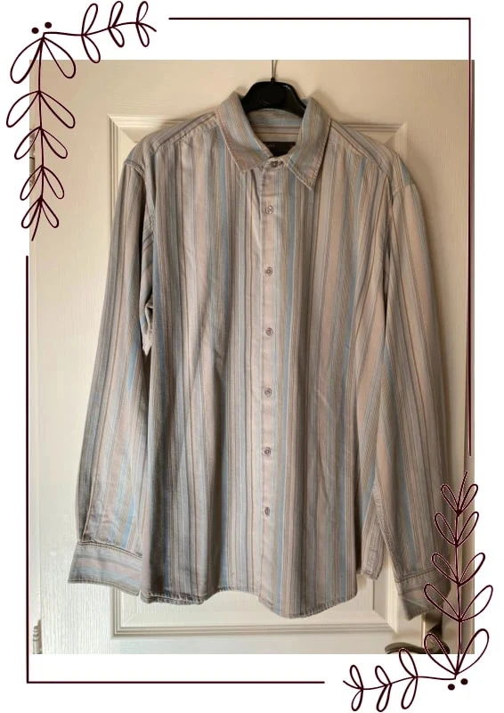 Chemise manches longues beige à rayures bleu & marron XL Jules